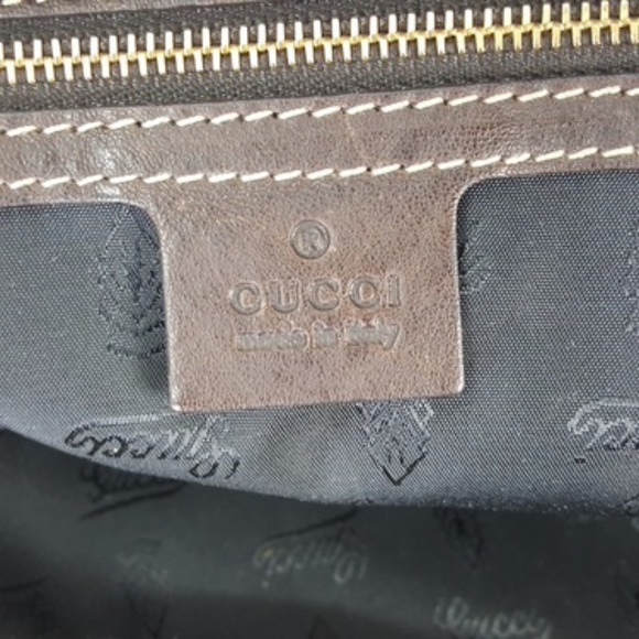 Gucci Aviatrix Boston Black Suede Brown Leather Satchel Bag Handbag - Picture 9 of 10